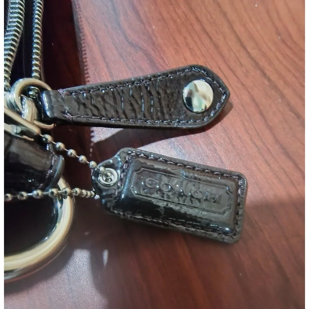 Coach‎ Brown Ashley Crinkled Patent Leather Bag H1294-F20462 Silver Hardware